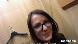 Glamorous Czech girl was teased in the mall and nailed in POV with clothes ripped and striptease action.