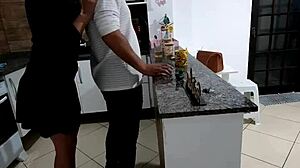 Damn she snuck anal sex with the bartender hidden in the pantry licking asshole and creampie finish 😲🍑