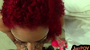 Pierced and Inked Redhead Gives Pov Suck and Ride with Dirty Talk in Close-Up Action