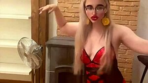 Blonde Belly Dancer in Glasses Performs to Findom Goaldigger Song