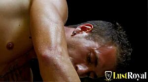 Redhead with natural tits bends over for deep anal fingering and wild doggystyle pounding from monster cock