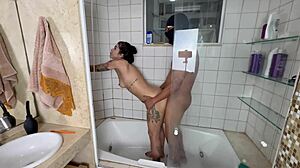 This black guy with a huge cock spied on me and got super horny. He ended up fucking me hard bareback all over the place in our amateur interracial session.