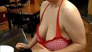 this curvy bbw with big tits and hairy pussy was in the kitchen. she grabbed a toy and fucked herself hard until squirting orgasm with naughty moans.