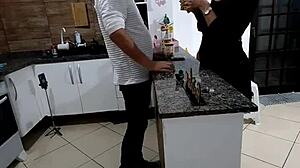 Damn she snuck anal sex with the bartender hidden in the pantry licking asshole and creampie finish 😲🍑