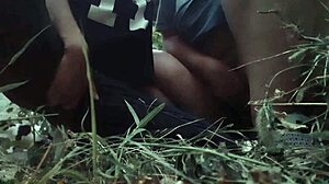 Outdoor panties masturbation leads to orgasm in public