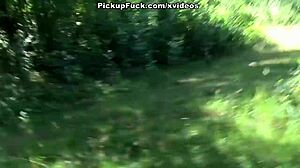 Beautiful girl gets her mouth fucked by the road in public outdoor action 😮