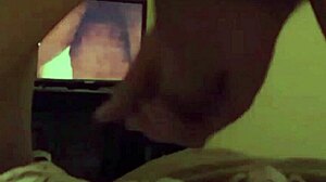 Husband jerks off to cumshot on wifes panties in homemade voyeur clip