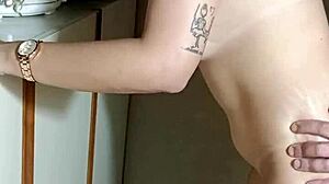 Damn she snuck anal sex with the bartender hidden in the pantry licking asshole and creampie finish 😲🍑