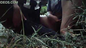 Outdoor panties masturbation leads to orgasm in public