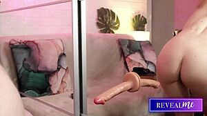 oh wow, i-i'm this sexy italian milf in black lingerie teasing tits spreading pussy riding dildo and fingering anal