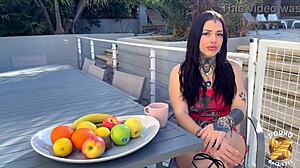 Laeticia Showcases Her Strong Character as a Beautiful European Woman with Tattoos and Small Waist