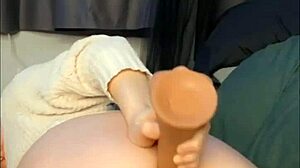 Fucking my ass doggystyle with dildo till orgasm hits.