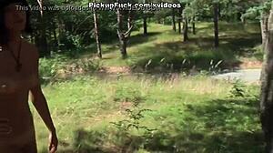 Beautiful girl gets her mouth fucked by the road in public outdoor action 😮