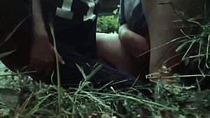 Outdoor panties masturbation leads to orgasm in public