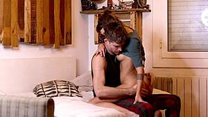 Sexy passionate couple bangs in real homemade doggystyle and riding action