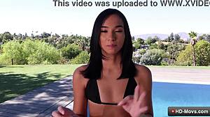 Skinny Hot Brunette Teen Gets Pink Shaved Pussy Licked Deep