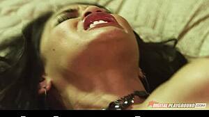 Hot Asian masseuse with perfect natural tits gives deepthroat blowjob and masturbates big dick. Close-up on curvy boobs and monster cock action.