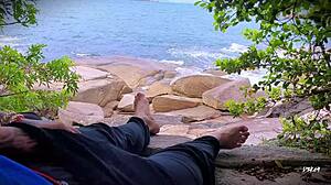 Unexpected Ejaculation Surprise At The Beach During Outdoor Amateur Session