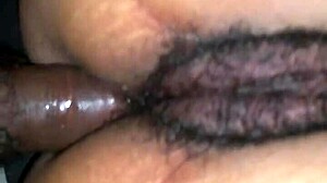 Hairy skank swaps between anal fucking and pussy action in rough session.