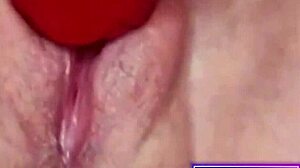 horny milf reveals her wet hairy pussy for intense vibrator play and cum show