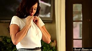 Beautiful babe eagerly sucks her stepdad's cock in taboo fantasy scene