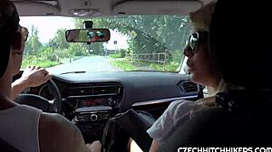 Czech Hitchhiker Engages in Outdoor Public Sex with European Couple