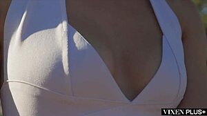 stunning blonde amber shares intense passionate goodbye moment