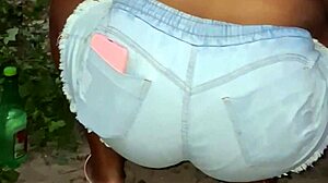 Hey, check out my big-ass neighbor cleaning the yard - isn't that huge ebony booty just amazing in this homemade clip?