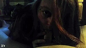 the slut wife takes on a blowjob for her daddy, sucking his cock eagerly in the scene