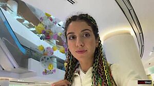 Skinny brunette teen blowjob in public toilet cumwalk