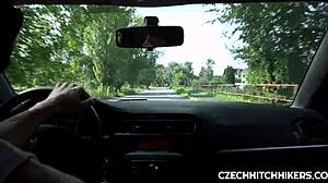 Czech Hitchhiker Engages in Outdoor Public Sex with European Couple