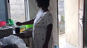 Oh, come on, let's do this kitchen freestyle sex with the sexy ebony house maid and her big black ass. She's all curvy and ready for some fat bbw action right there on the counter.