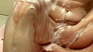 Married 38-Year-Old Woman Shows Cute Asian Body in Bathroom Scene with Dripping Nipples and Wedding Dress Ripped Off