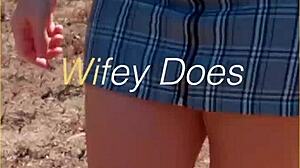 Milf flashes her shaved pussy in public, oops, skirt lifts up accidentally