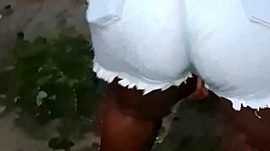 Hey, check out my big-ass neighbor cleaning the yard - isn't that huge ebony booty just amazing in this homemade clip?