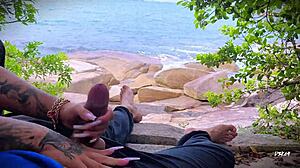 Unexpected Ejaculation Surprise At The Beach During Outdoor Amateur Session