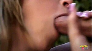 she eyed his massive cock in pants then gave blowjob riding cowgirl outdoors