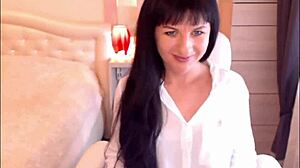 Hey small tit brunette Helga Muah aka Jessy, why not strip and tease in lingerie and stockings?