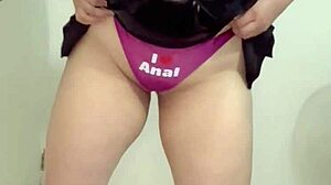 Watch this latina milf secretary strip off clothes to flash her panties anus and vagina!