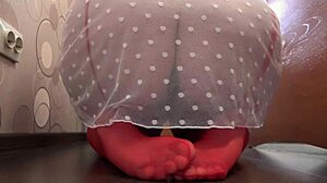 look at this busty milf fucking her dildo from the side. the camera catches her gorgeous big tits in homemade close-up