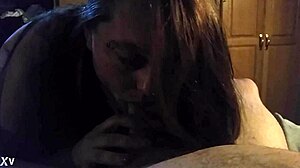 the slut wife takes on a blowjob for her daddy, sucking his cock eagerly in the scene