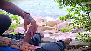 Unexpected Ejaculation Surprise At The Beach During Outdoor Amateur Session