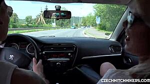 Czech Hitchhiker Engages in Outdoor Public Sex with European Couple