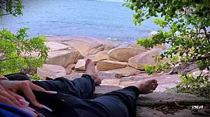 Unexpected Ejaculation Surprise At The Beach During Outdoor Amateur Session