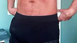 Pervy Papifachero Enjoys Feeling His Bulge in Soft Cotton Muscle Shorts