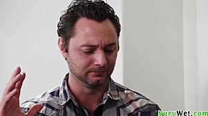 Why not pour this slippery nuru gel all over us while we're both fully naked for the massage?