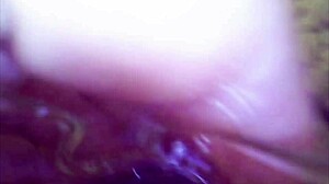 real pussy contractions hit orgasm with sperm visible in juice under microscope view