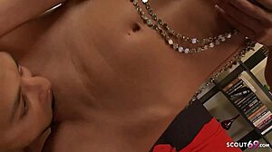 Small teen squirts multiple times in rough big dick casting