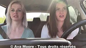 Defi Inconnu - Première Fois Pour Ce Mec Chanceux Qui Se Fait Sucer Par 2 Filles On Lui Vide Les Couilles Sur Le Bord Dune Route