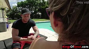 Why did foreign step sister give him a blowjob in the pool?